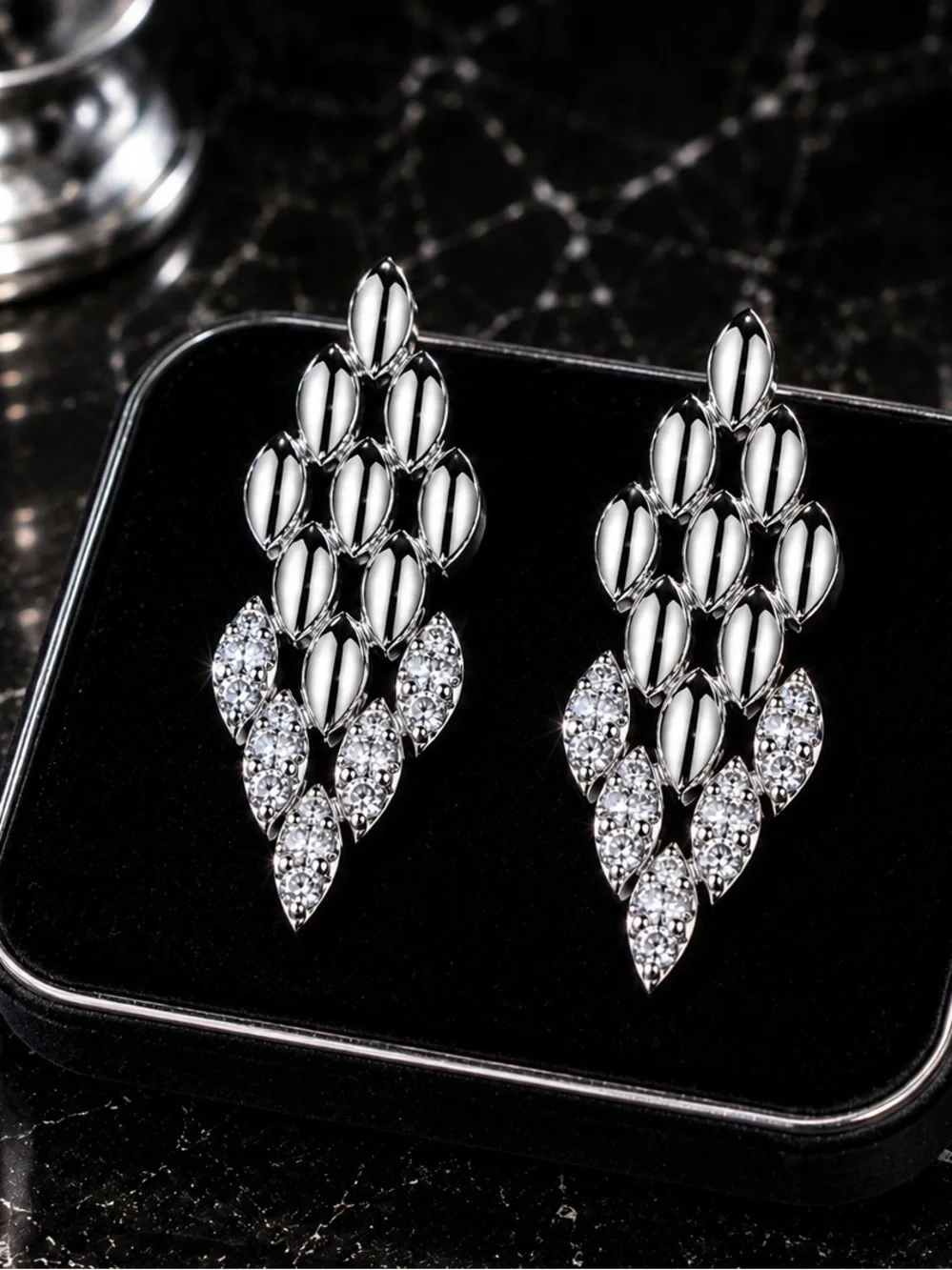 Chunky Elegant Silver Teardrop Cluster Earrings